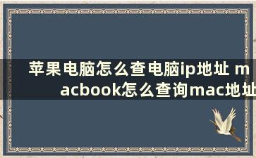 苹果电脑怎么查电脑ip地址 macbook怎么查询mac地址